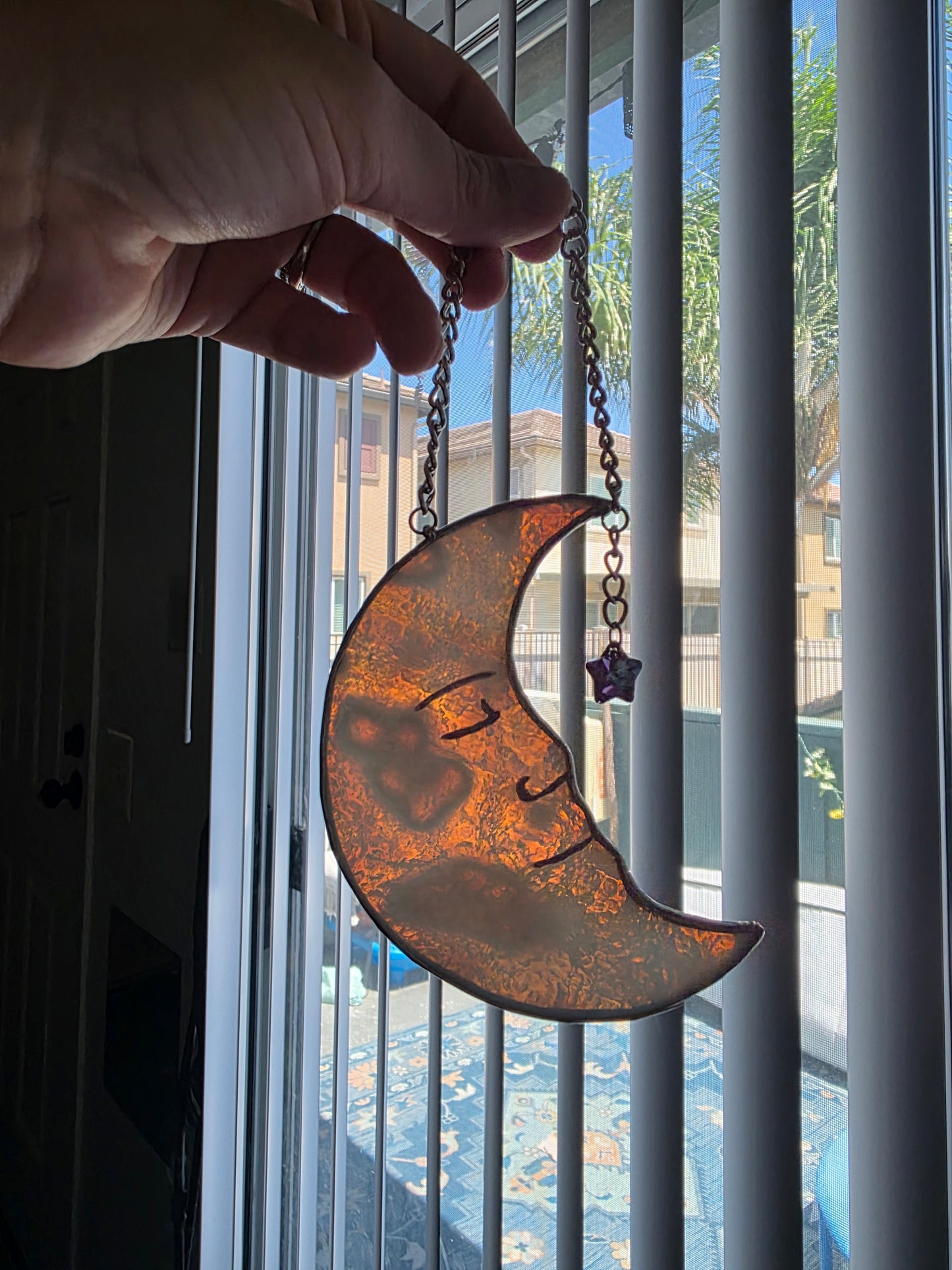 Stained Glass Moon Face