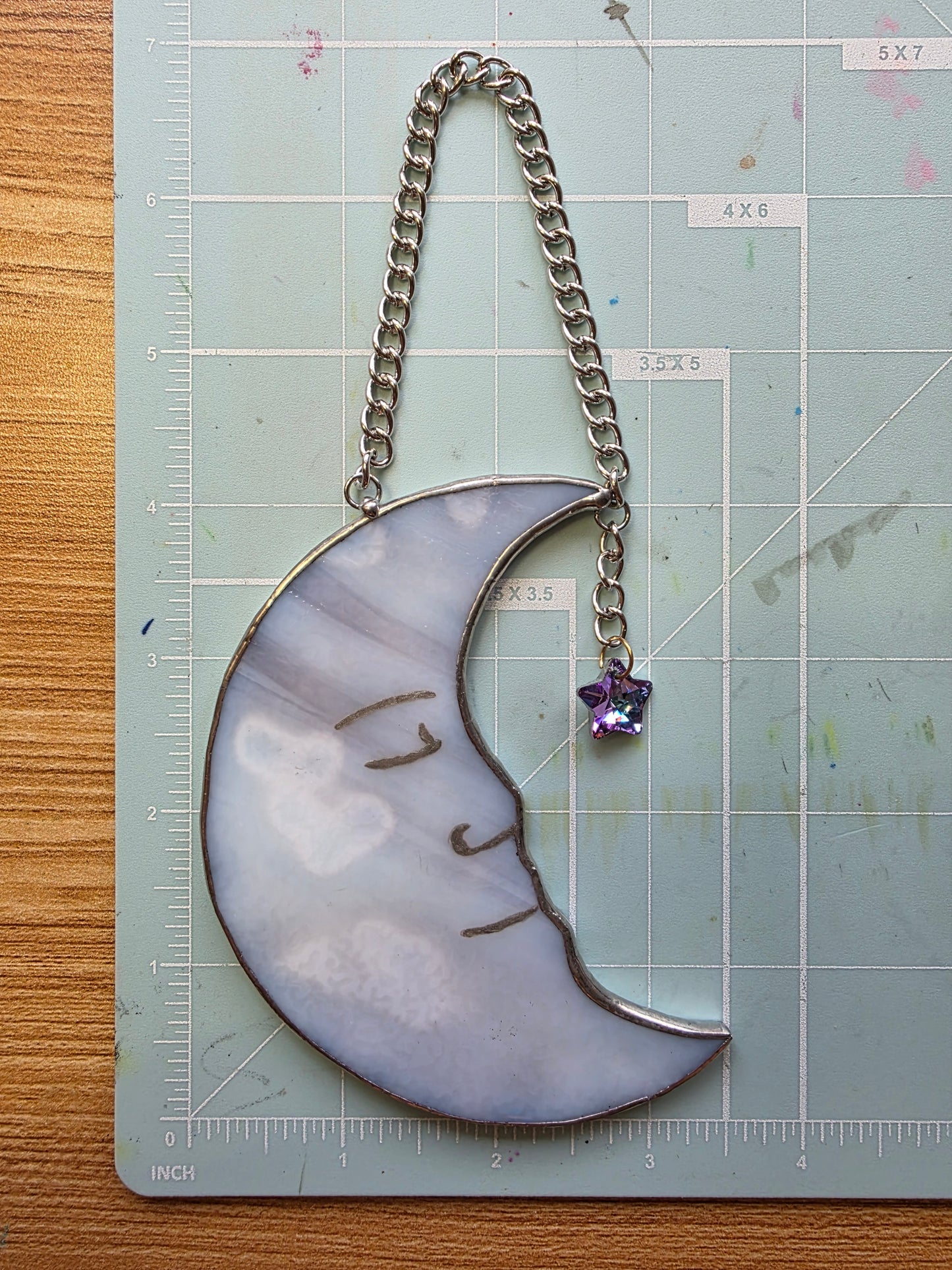Stained Glass Moon Face
