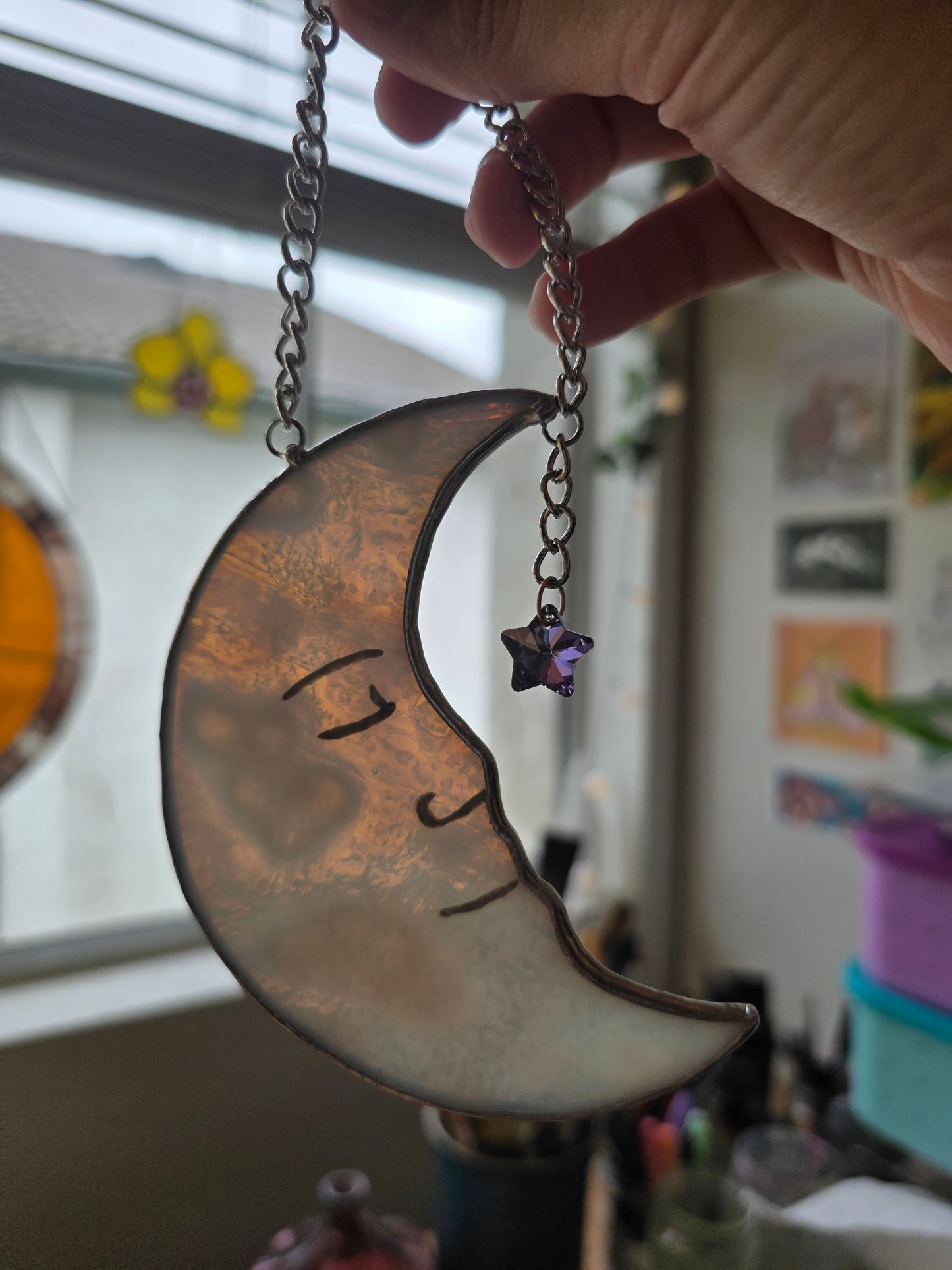 Stained Glass Moon Face