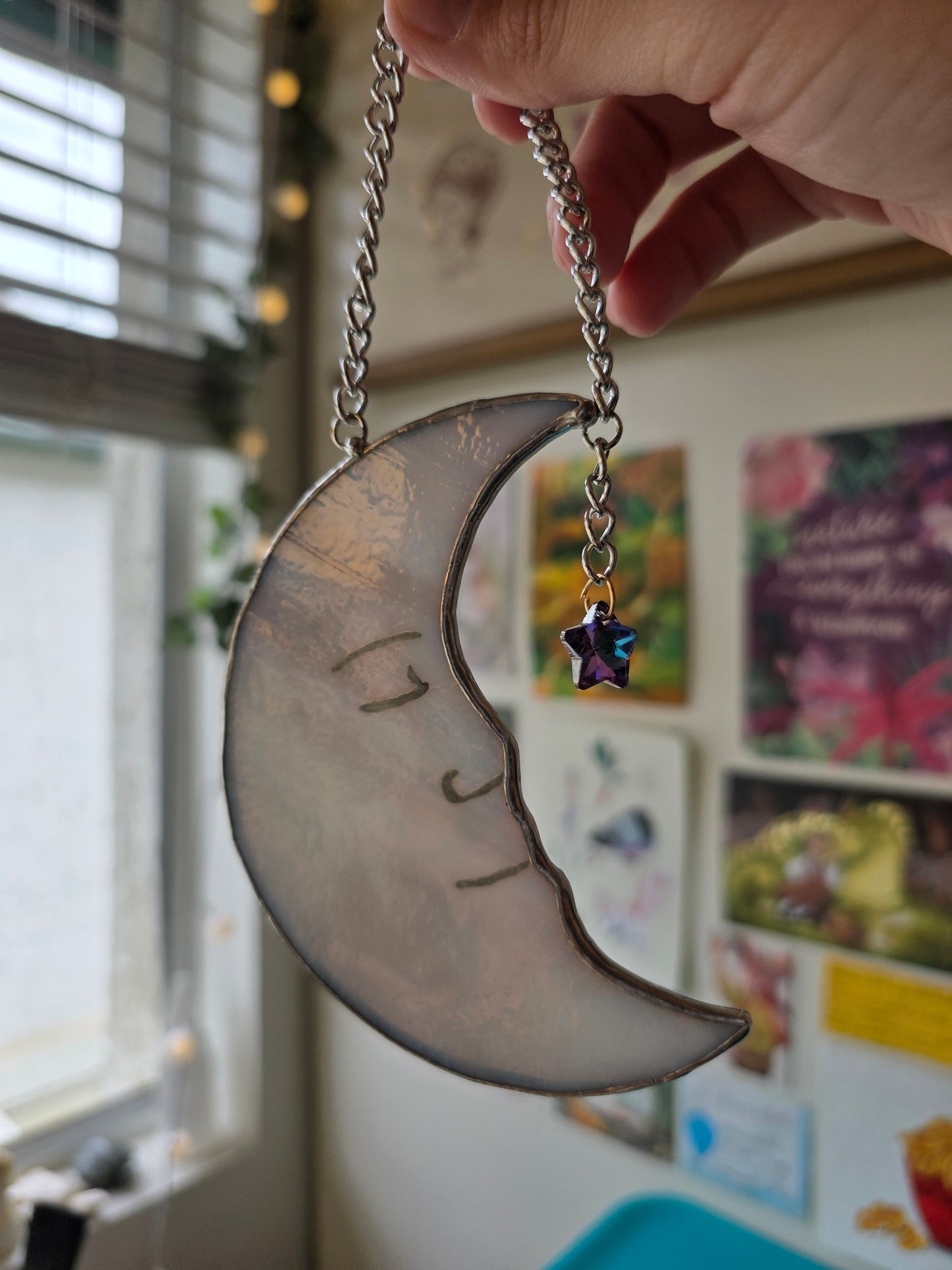 Stained Glass Moon Face