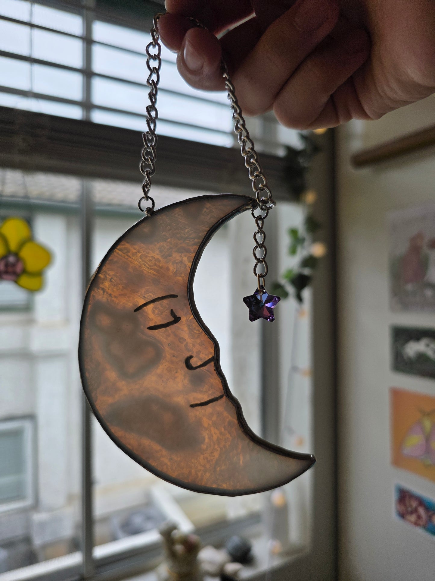 Stained Glass Moon Face