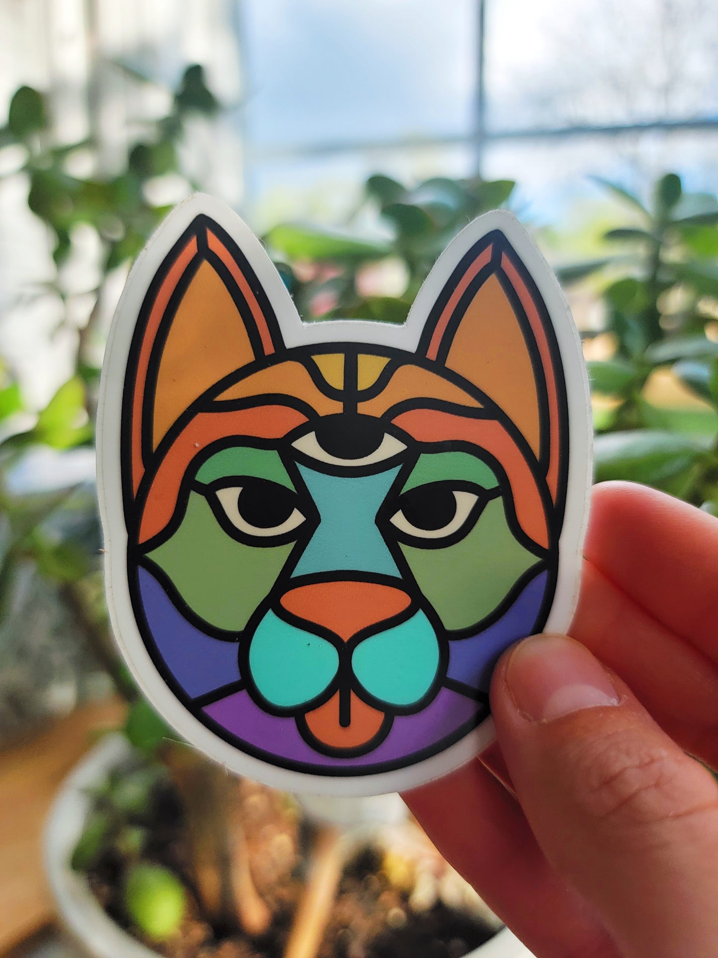 Colorful Dog - Stained Glass Style - Vinyl Sticker