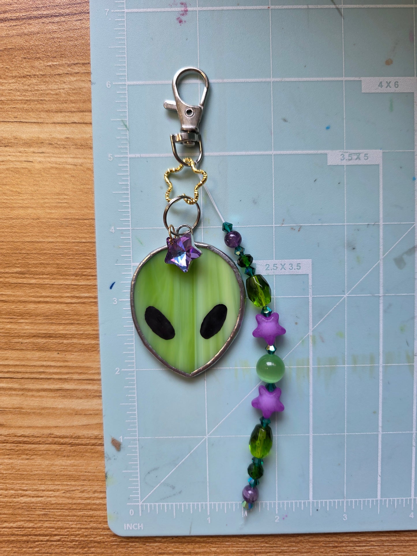 Stained Glass Beaded Alien Keychains