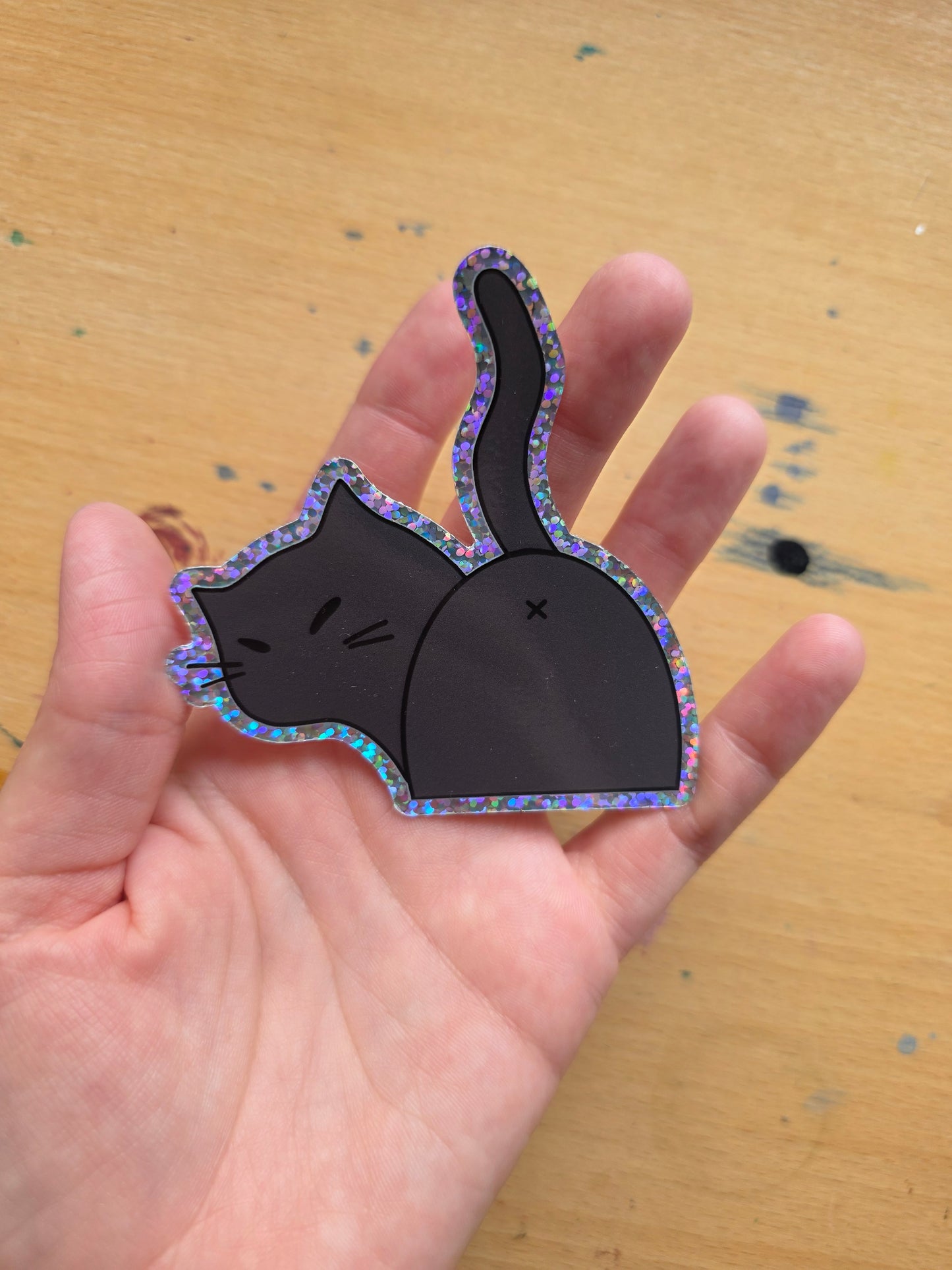 Glitter Kitty Butt Vinyl Sticker