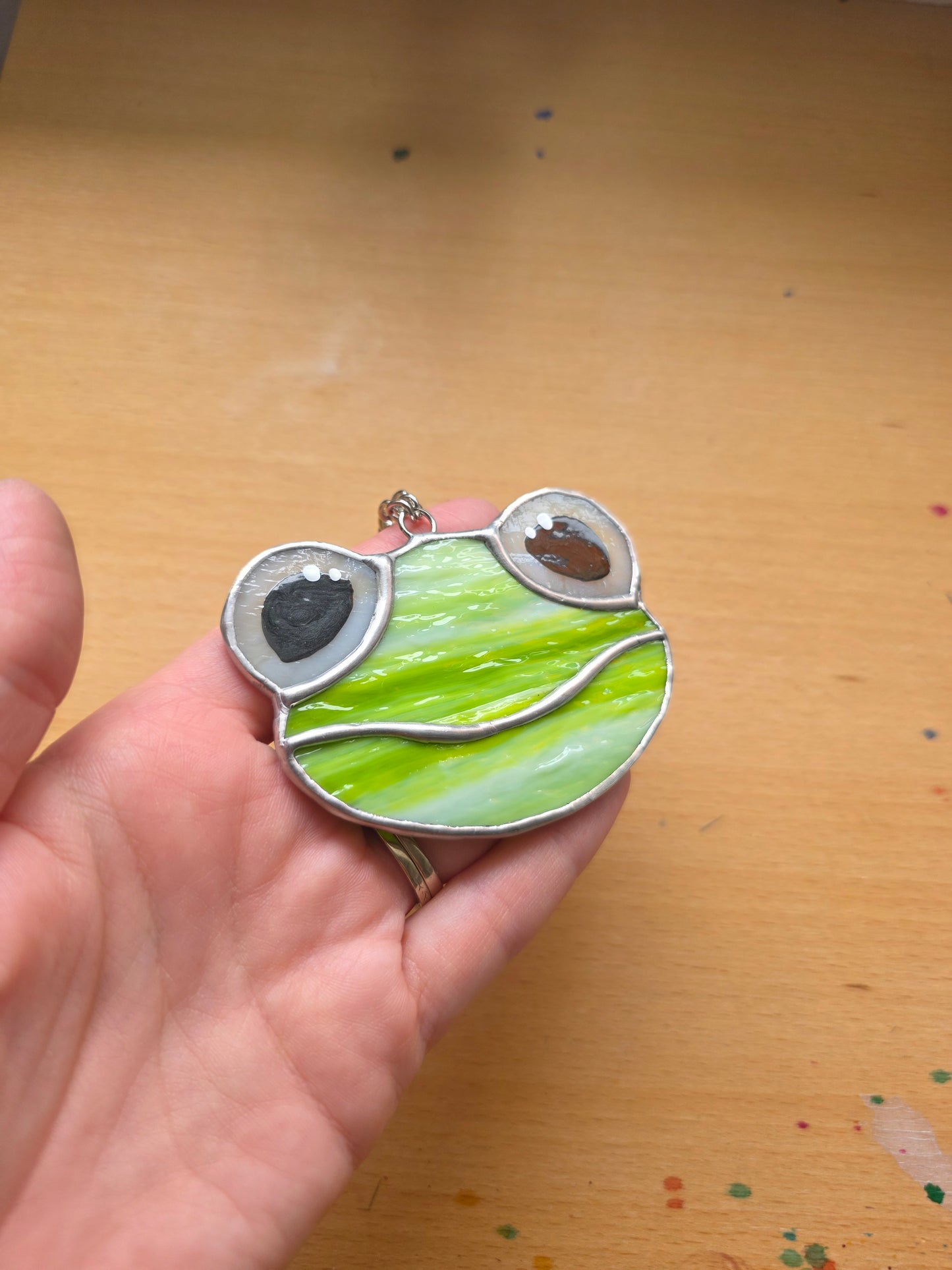 Textured Neon Green Stained Glass Frog