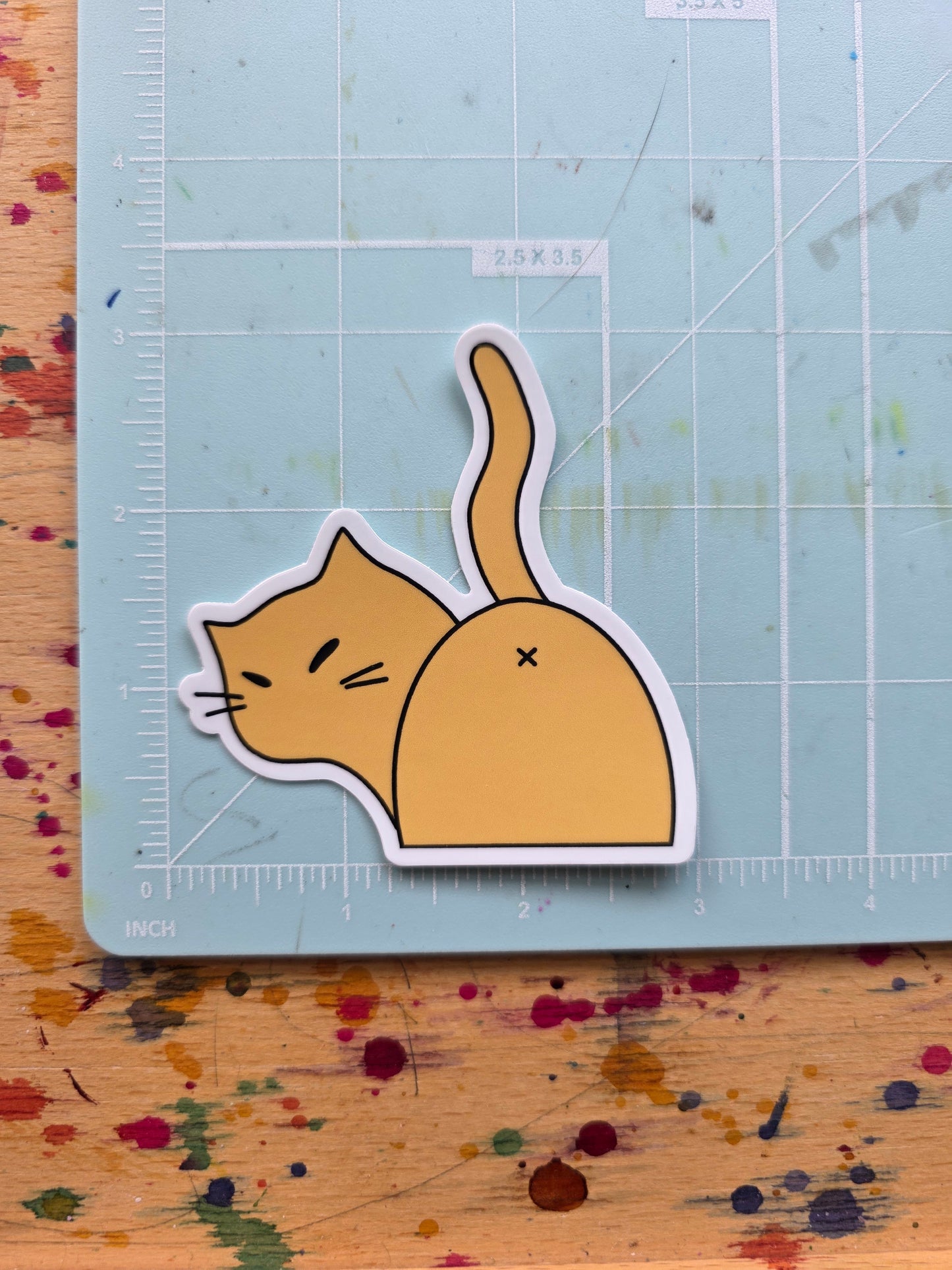 Orange Kitty Butt Vinyl Sticker