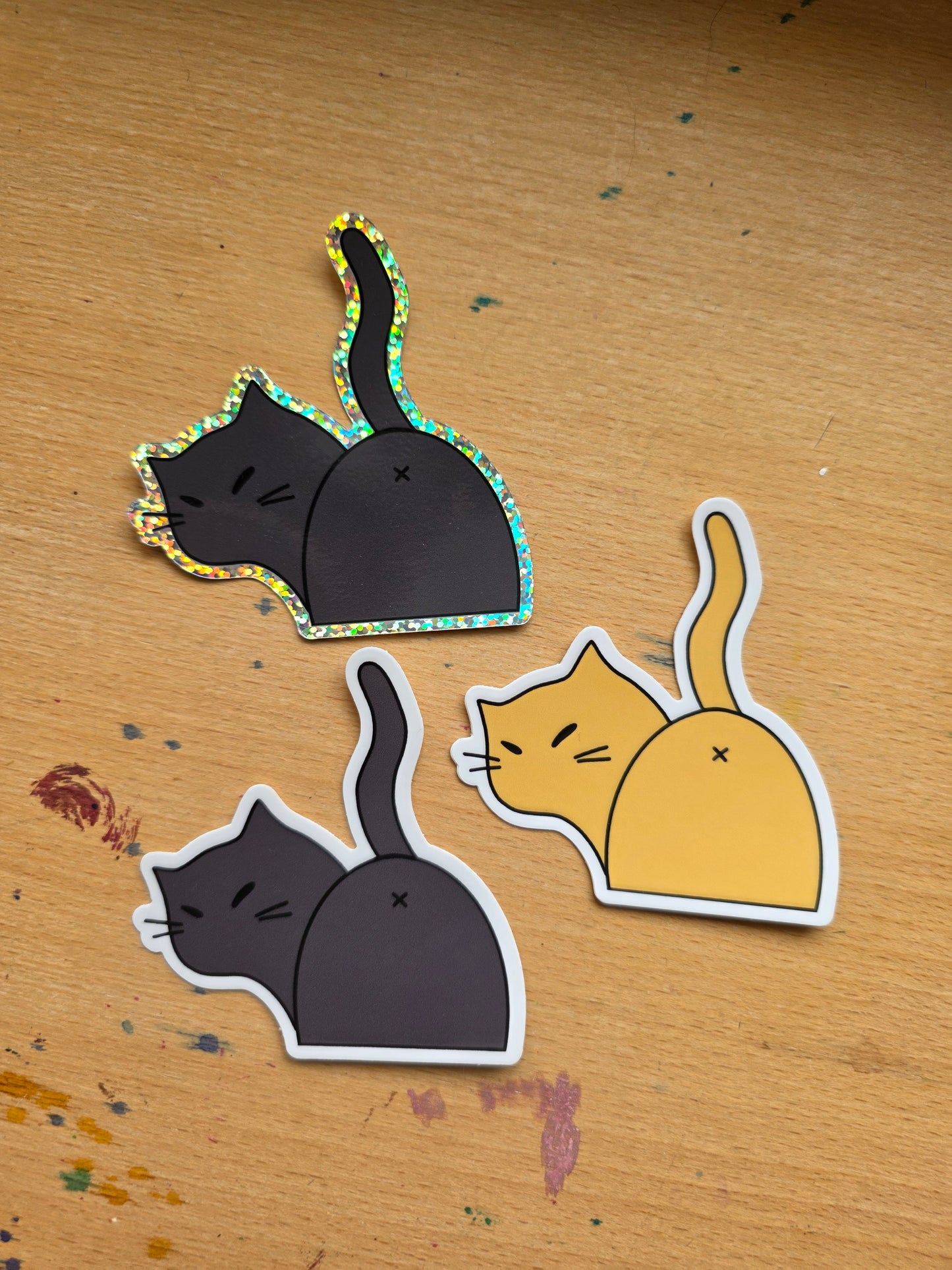 Glitter Kitty Butt Vinyl Sticker