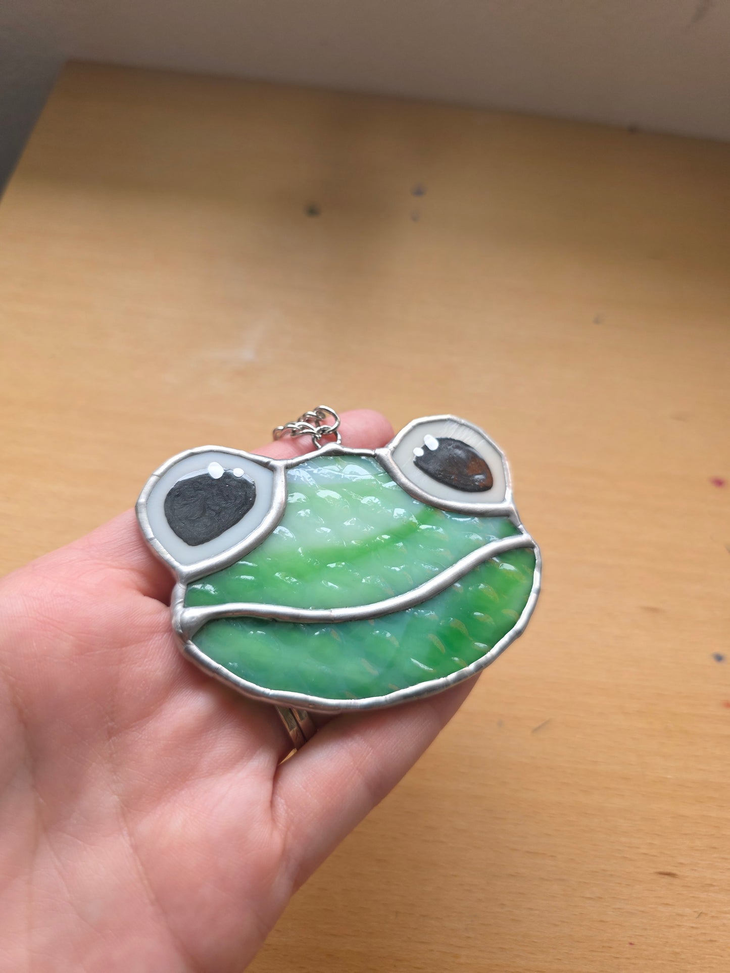Textured Swirl Green Stained Glass Frog Version 1