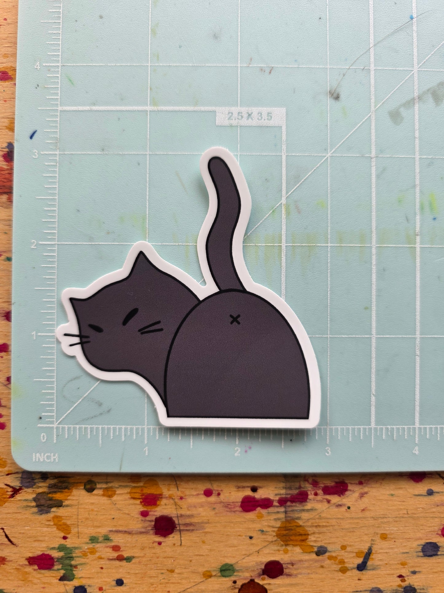 Black Kitty Butt Vinyl Sticker