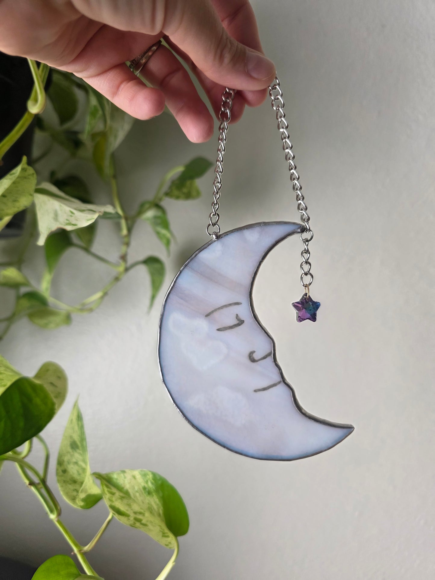 Stained Glass Moon Face
