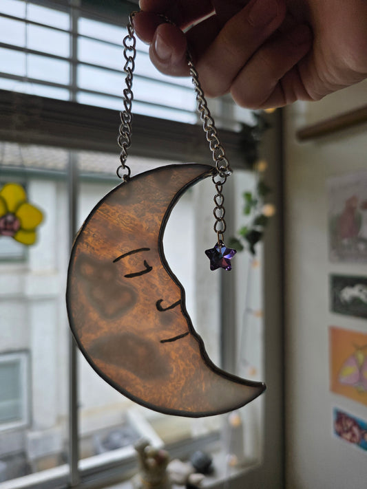 Stained Glass Moon Face