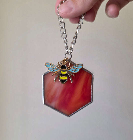 Honeycomb and Bee Stained Glass