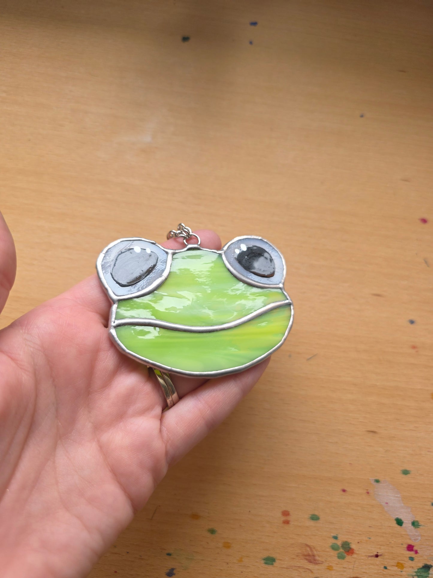 Neon Green Stained Glass Frog