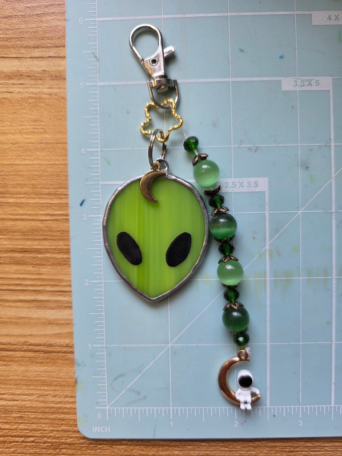 Stained Glass Beaded Alien Keychains