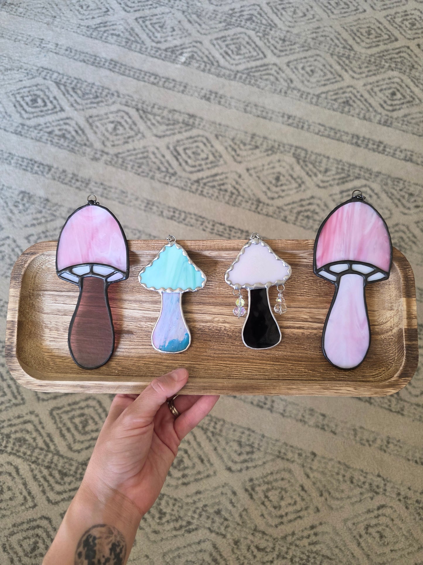 Pink and Purple Mushroom Stained Glass