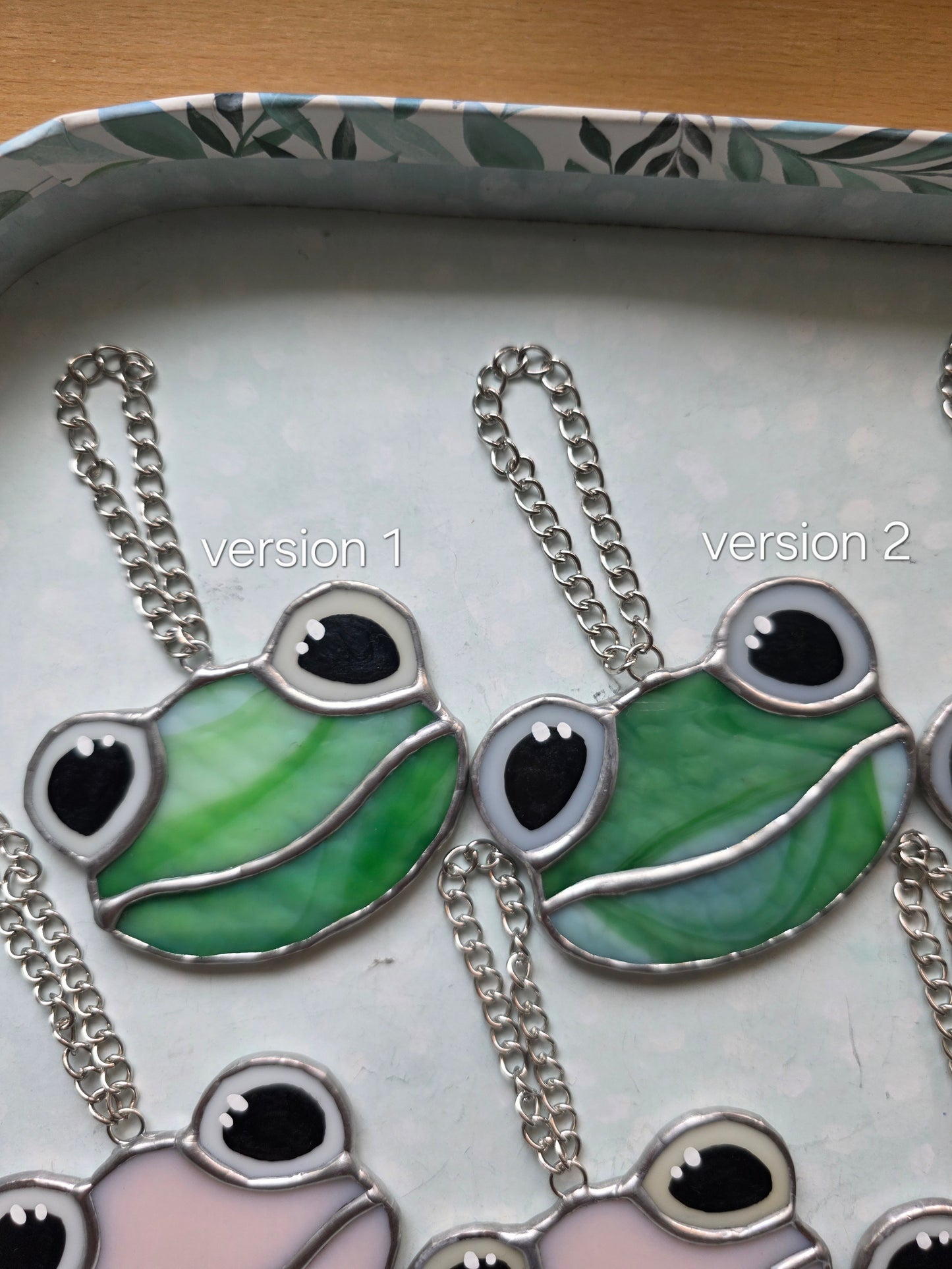 Textured Swirl Green Stained Glass Frog Version 1