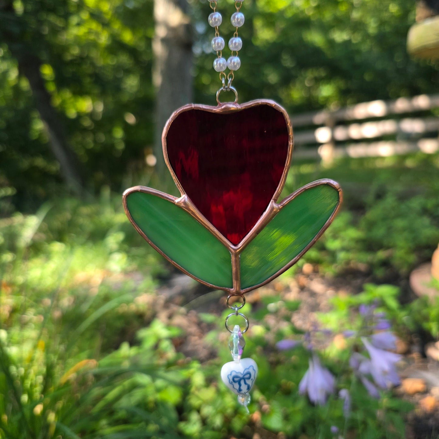 Aunt Rhody Flower Stained Glass Suncatcher