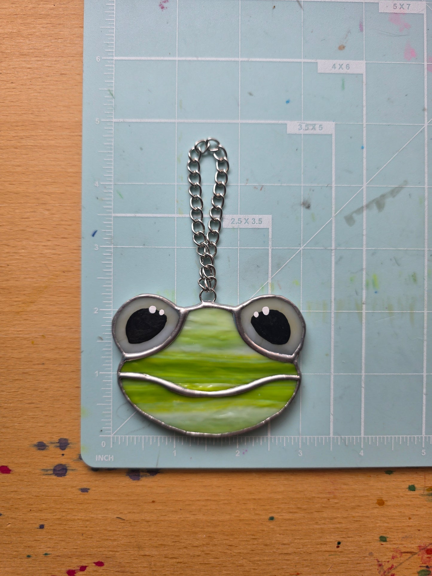 Textured Neon Green Stained Glass Frog