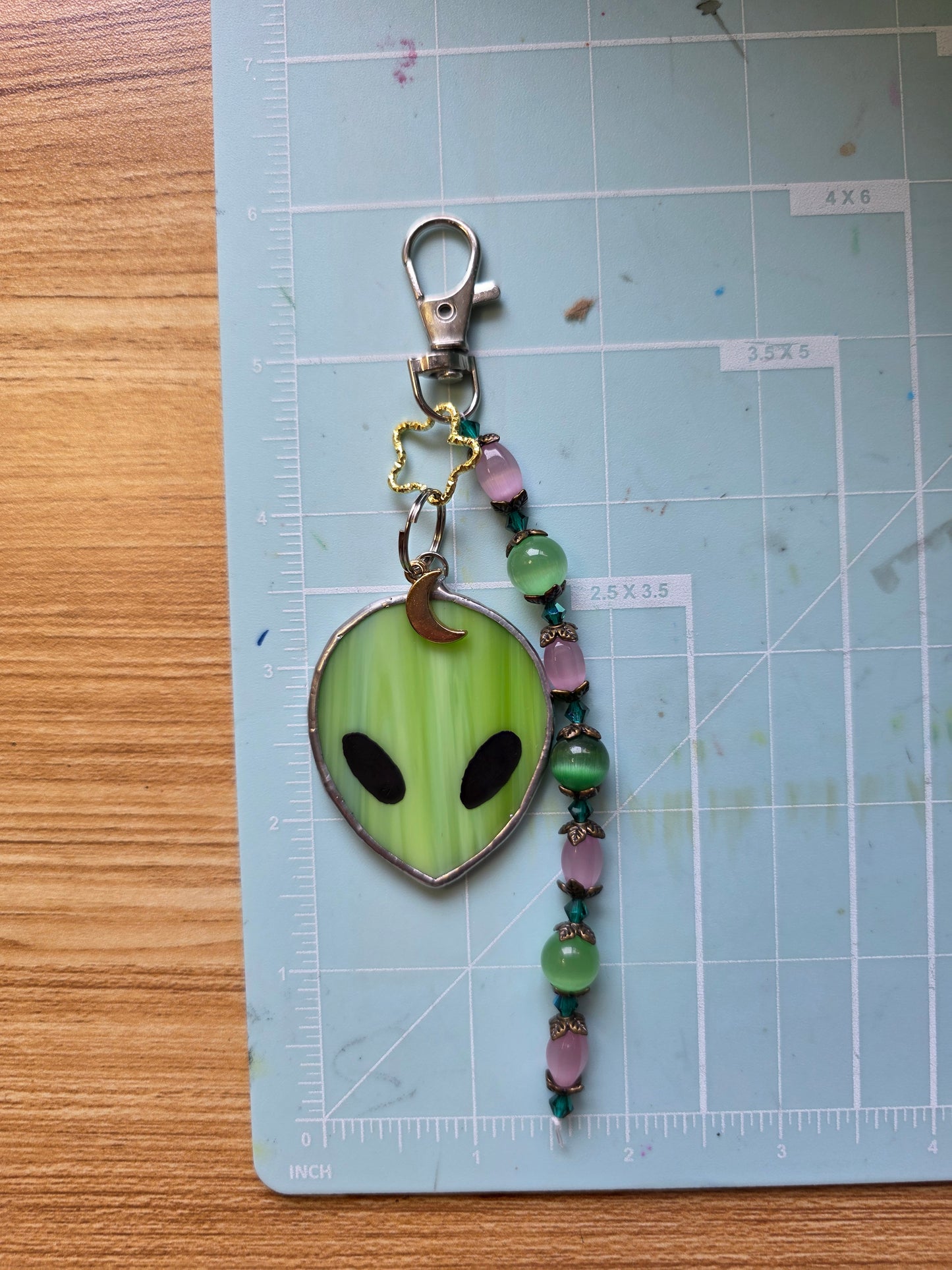Stained Glass Beaded Alien Keychains