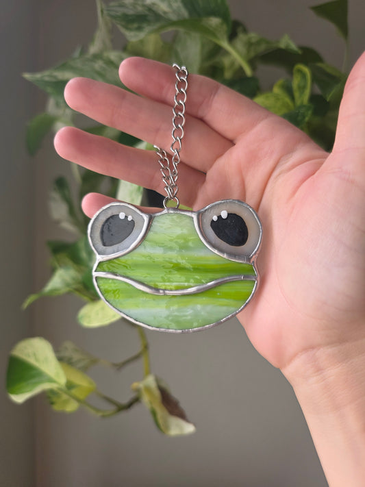 Textured Neon Green Stained Glass Frog