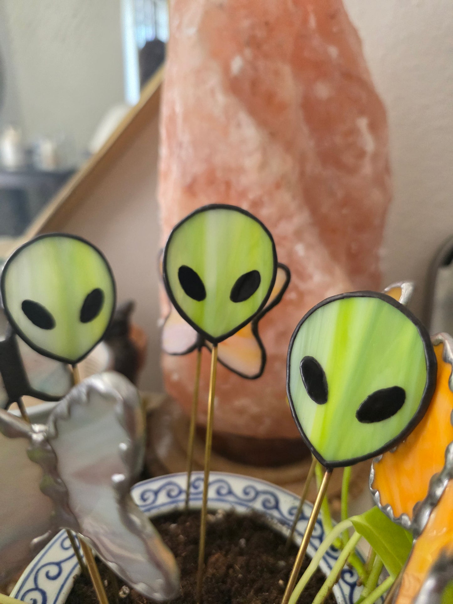 Stained Glass Alien Plant Stake