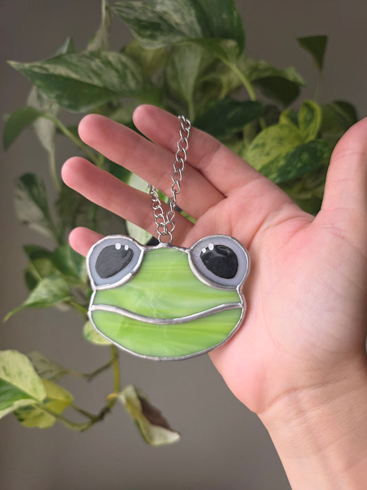 Neon Green Stained Glass Frog