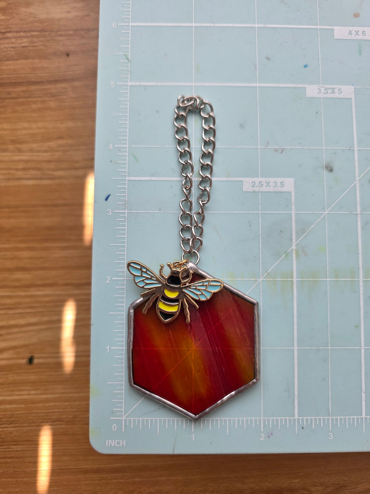Honeycomb and Bee Stained Glass