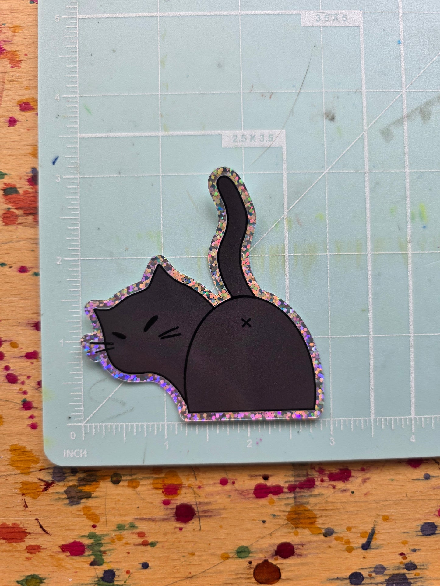 Glitter Kitty Butt Vinyl Sticker