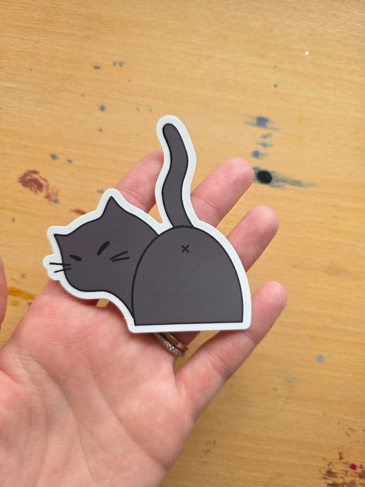 Black Kitty Butt Vinyl Stickrt