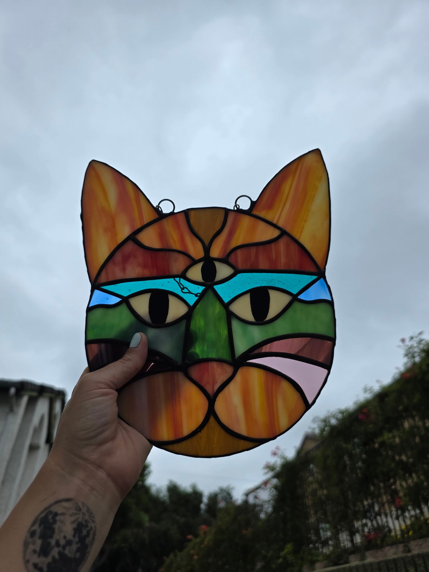 Stained Glass Colorful Kitty