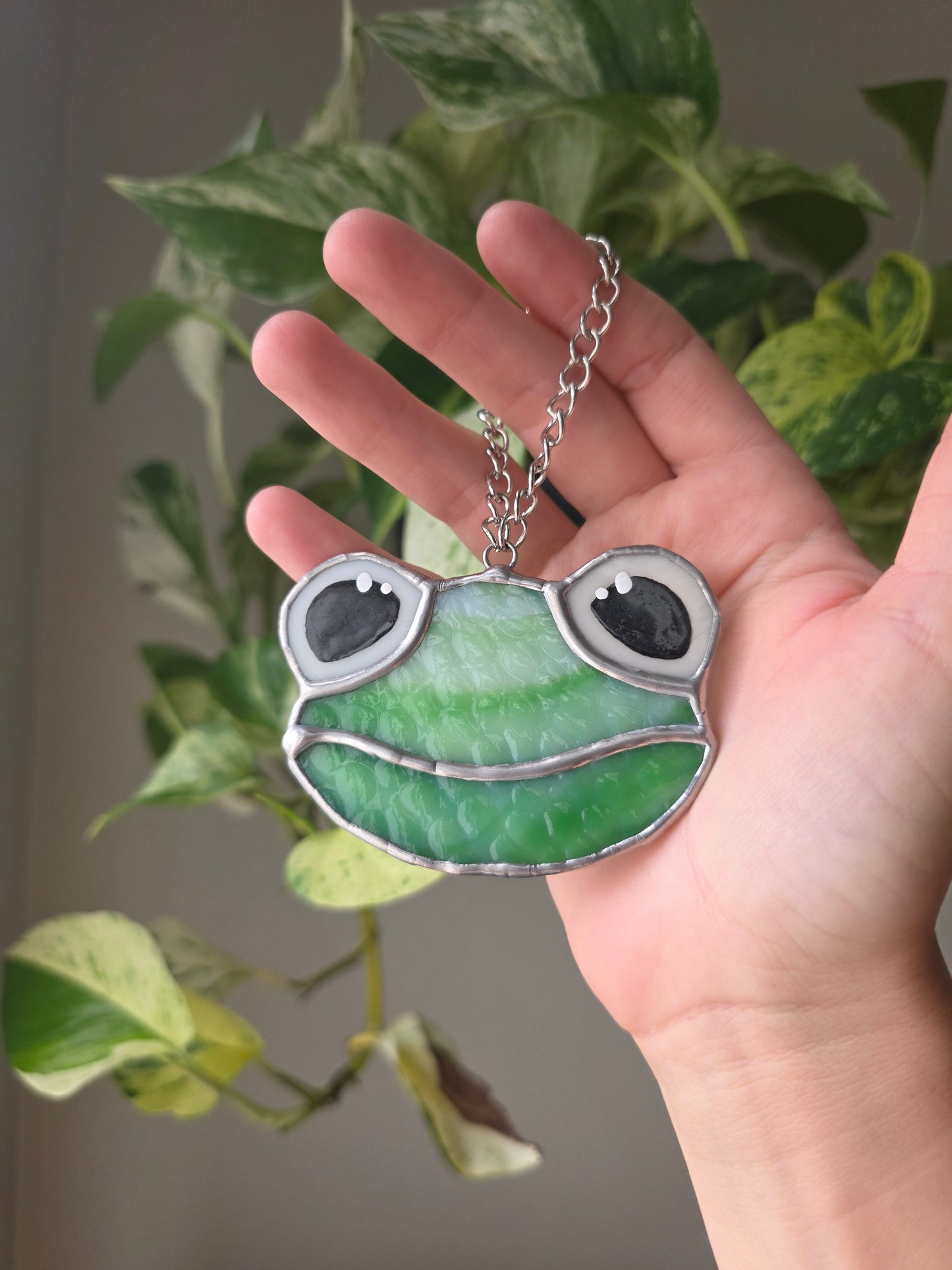 Textured Swirl Green Stained Glass Frog Version 1
