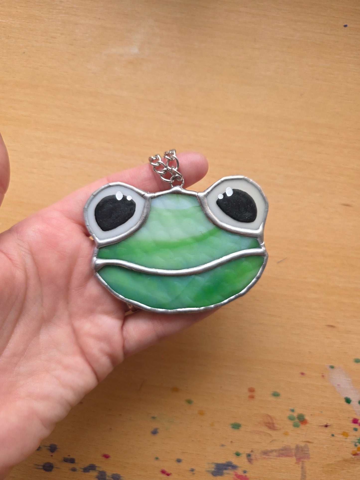 Textured Swirl Green Stained Glass Frog Version 1