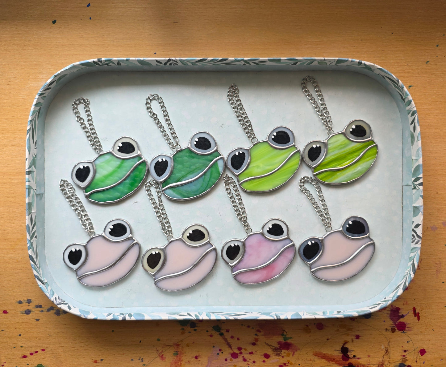 Light Pink Stained Glass Frog