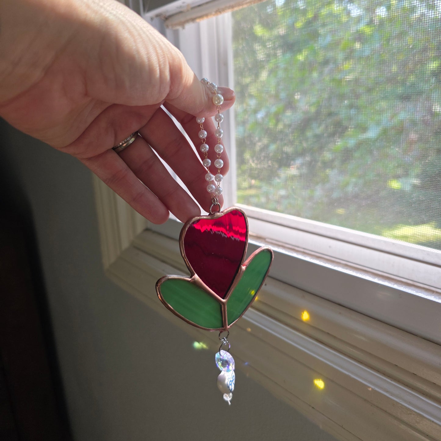 Aunt Rhody Flower Stained Glass Suncatcher