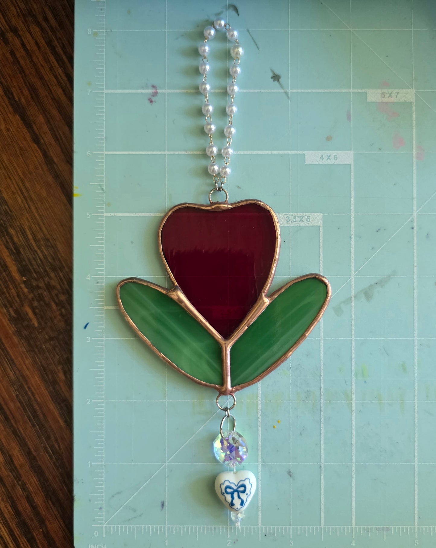 Aunt Rhody Flower Stained Glass Suncatcher