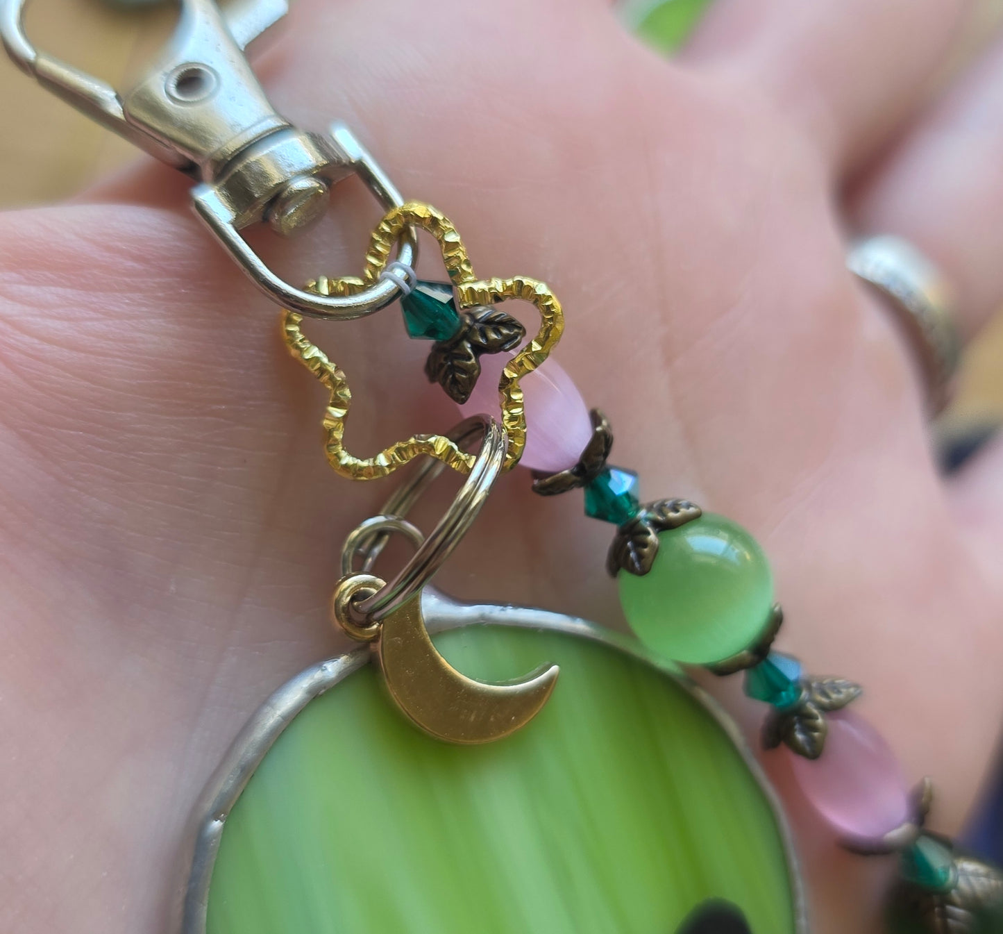 Stained Glass Beaded Alien Keychains