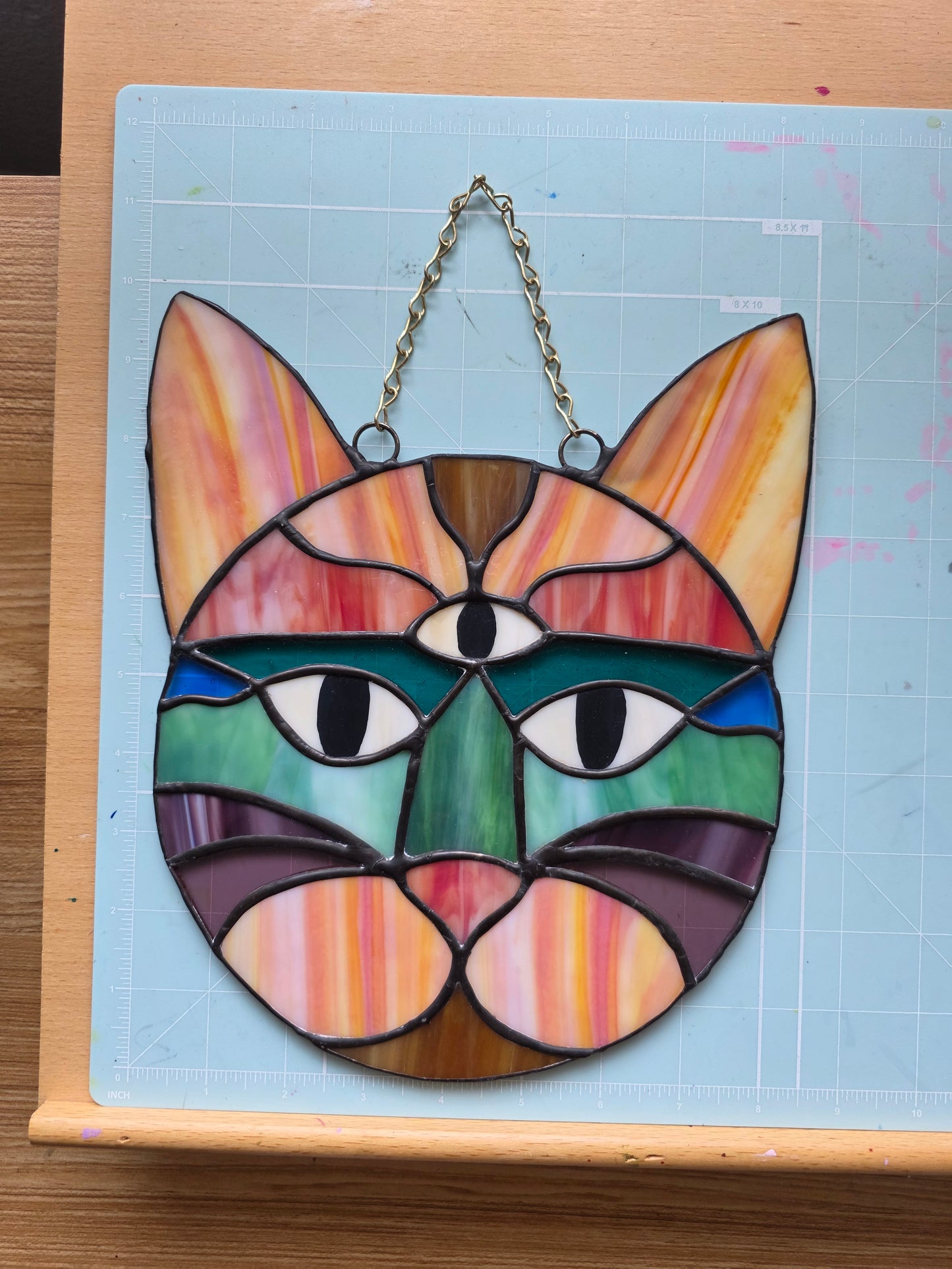 Stained Glass Colorful Kitty