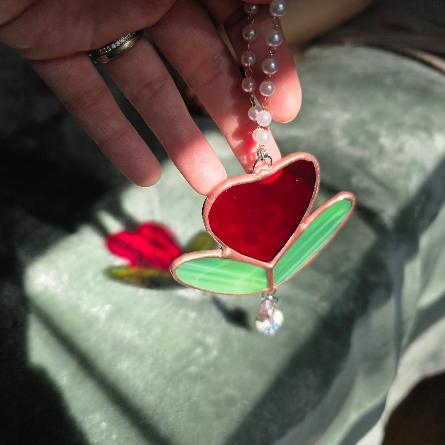 Aunt Rhody Flower Stained Glass Suncatcher