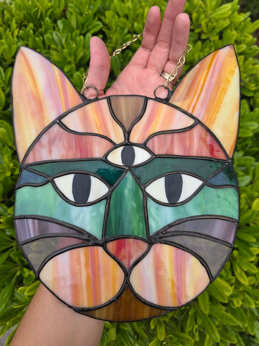 Stained Glass Colorful Kitty