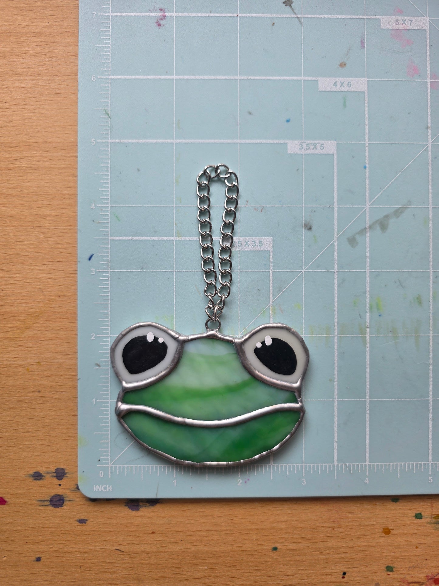 Textured Swirl Green Stained Glass Frog Version 1