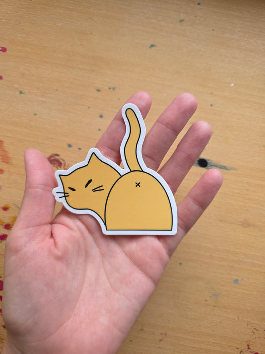 Orange Kitty Butt Vinyl Sticker