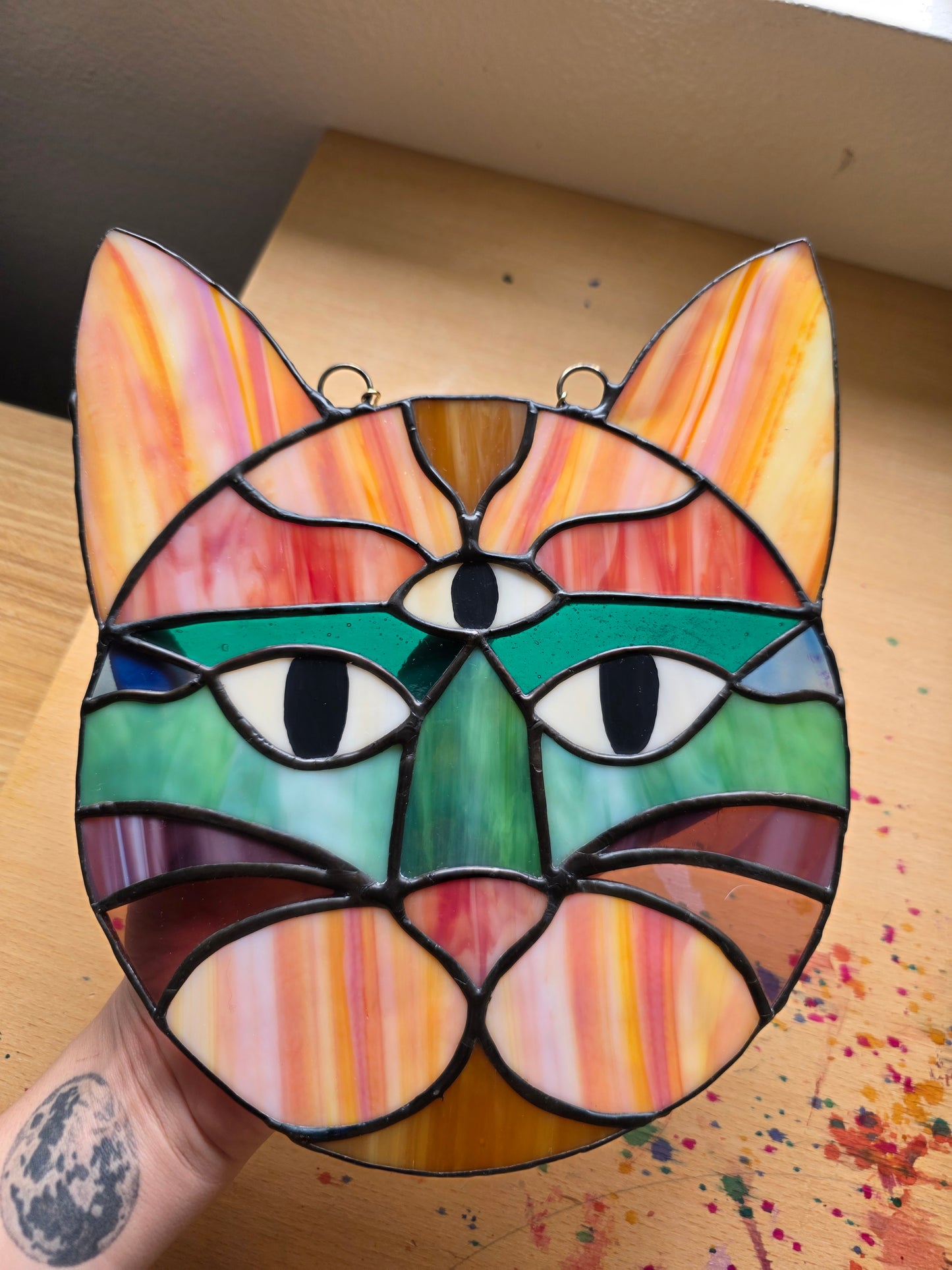 Stained Glass Colorful Kitty