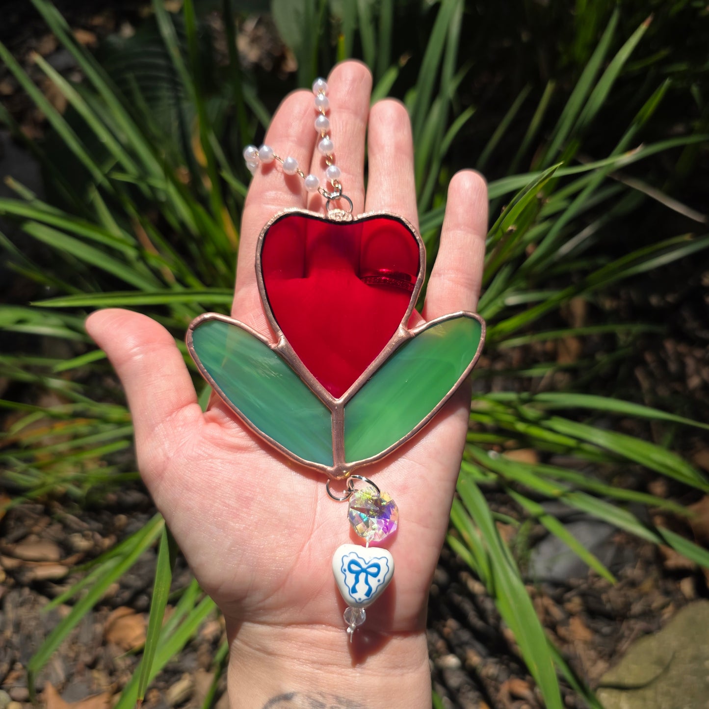 Aunt Rhody Flower Stained Glass Suncatcher