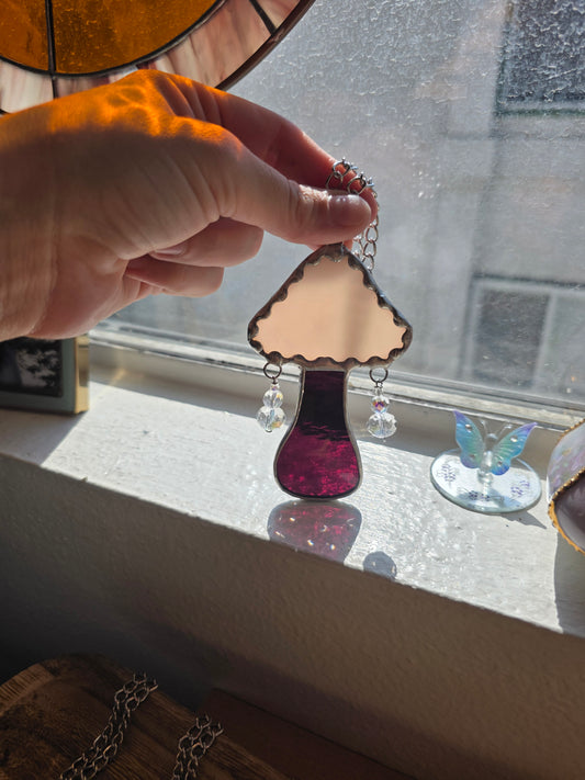 Pink and Purple Mushroom Stained Glass