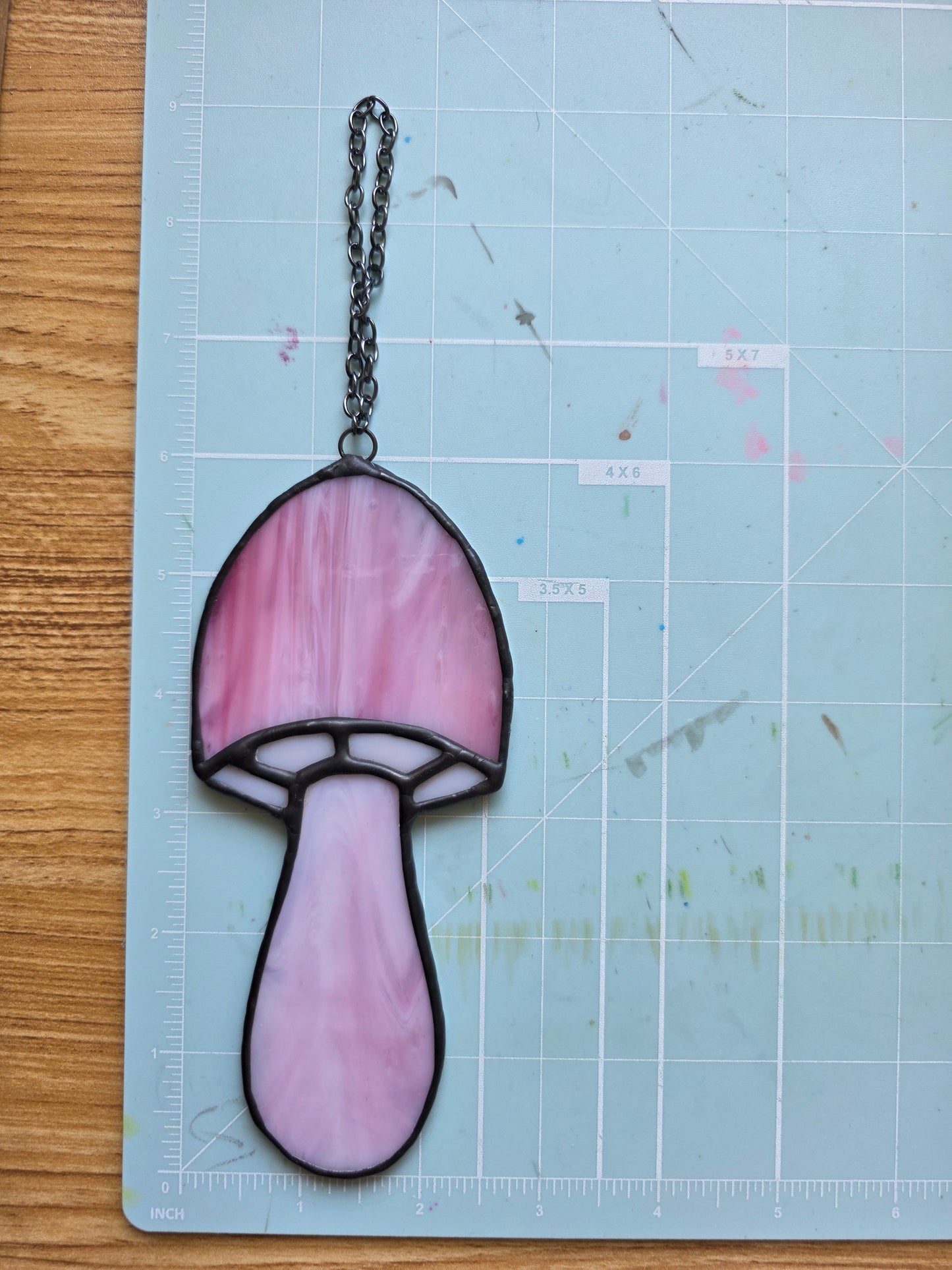 Pink and Daisy Mushroom Stained Glass
