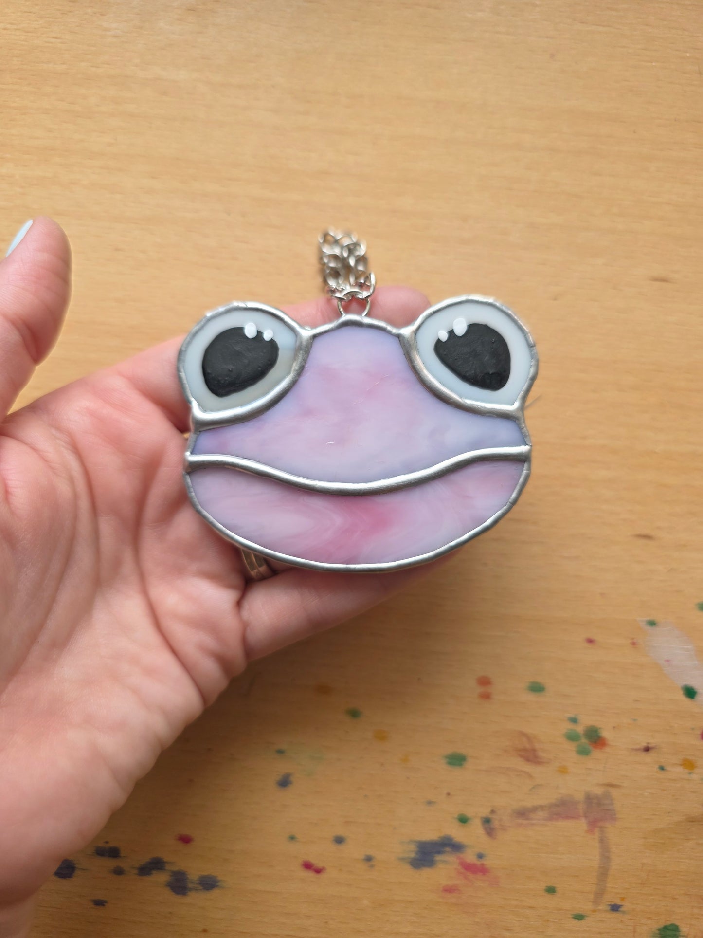 Pink Swirl Stained Glass Frog