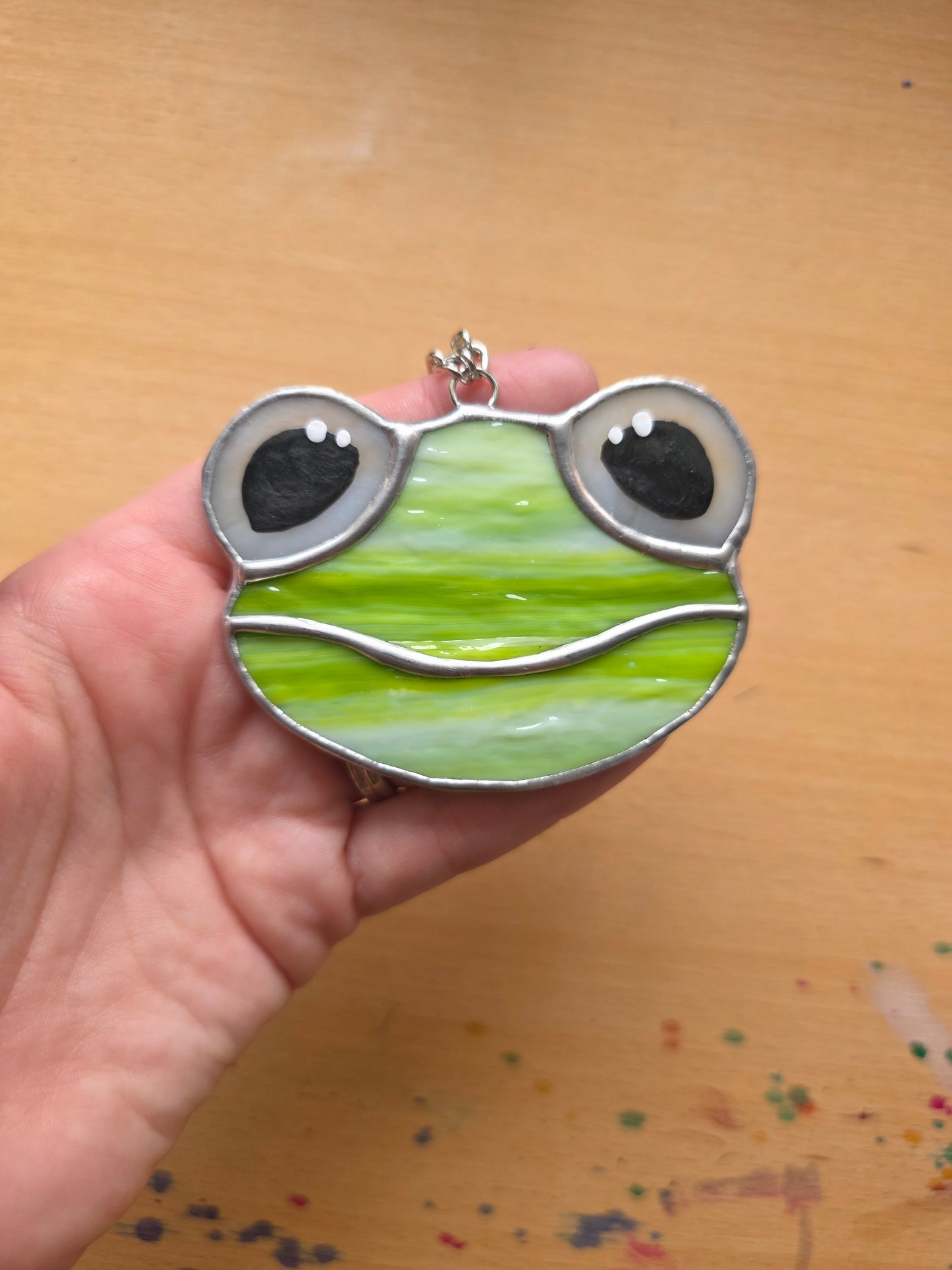 Textured Neon Green Stained Glass Frog
