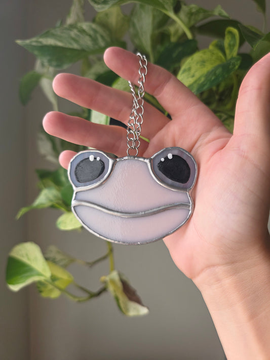 Light Pink with Purple Eyes Stained Glass Frog