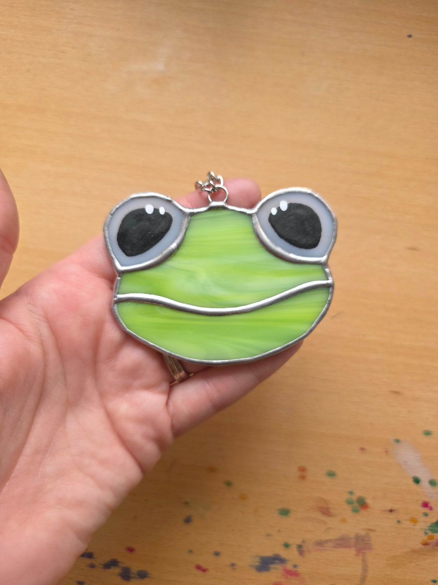 Neon Green Stained Glass Frog