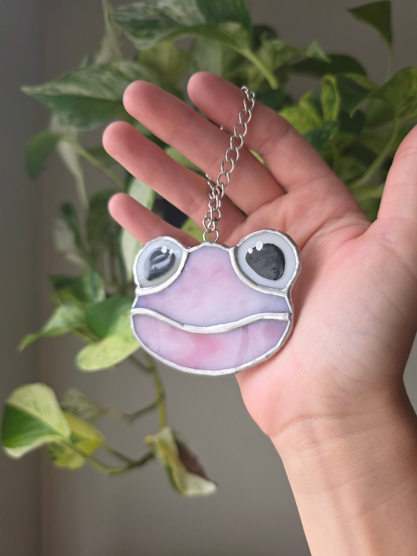 Pink Swirl Stained Glass Frog